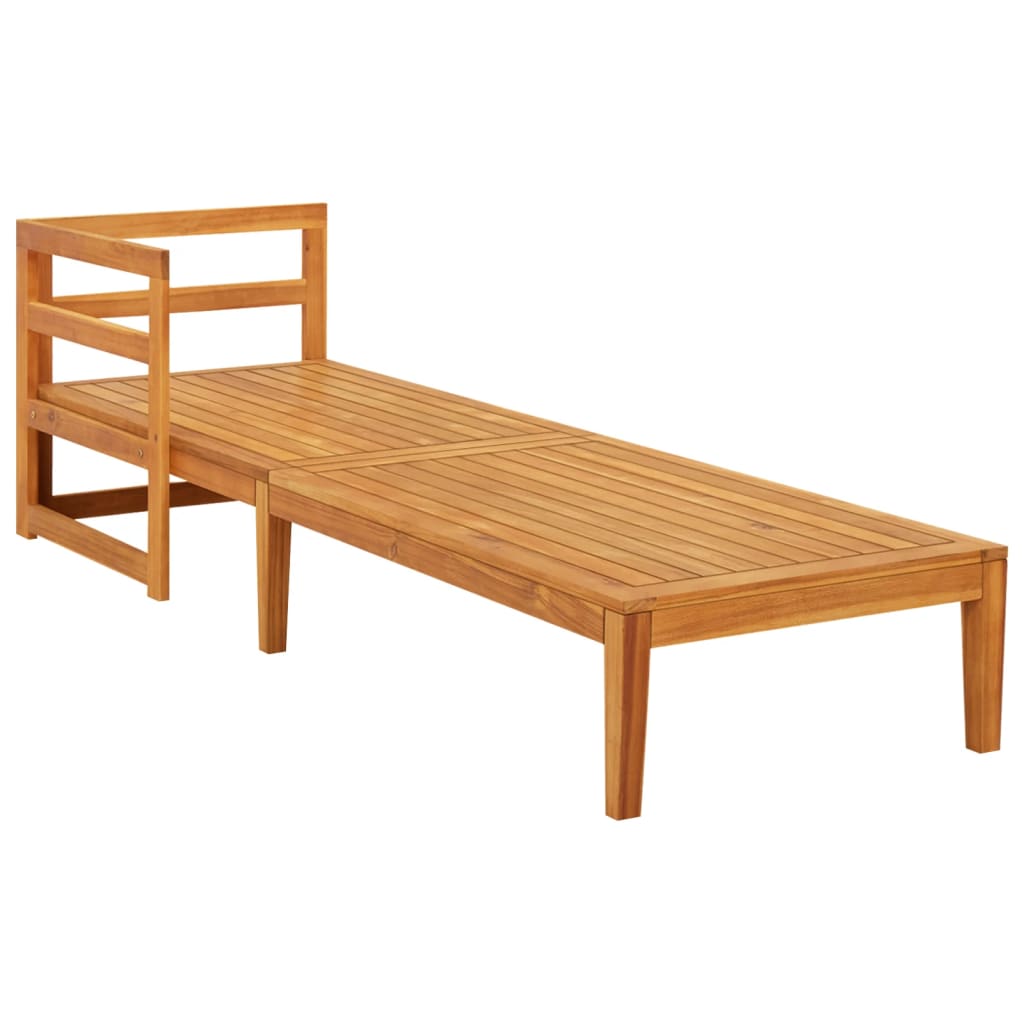vidaXL Sun Lounger with 1 Armrest Cream White Solid Acacia Wood