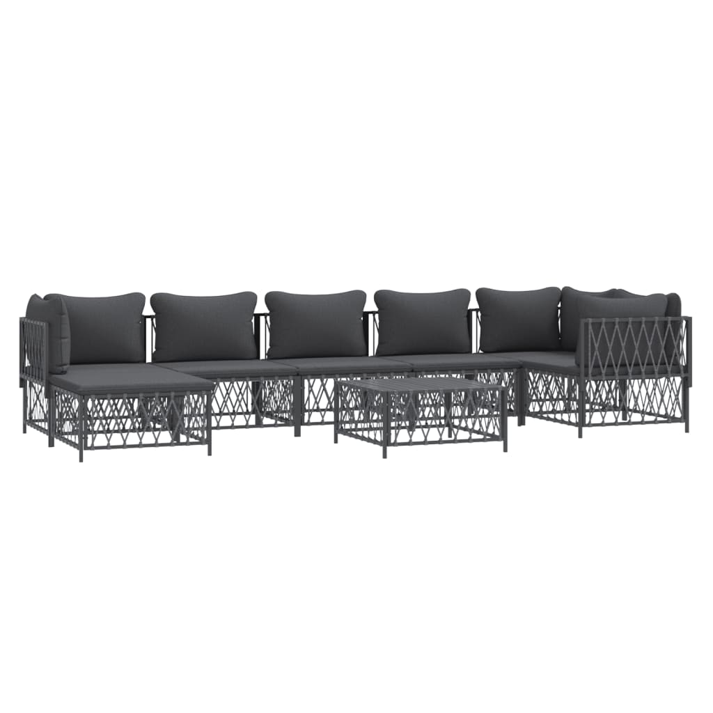 vidaXL 8 Piece Garden Lounge Set with Cushions Anthracite Steel