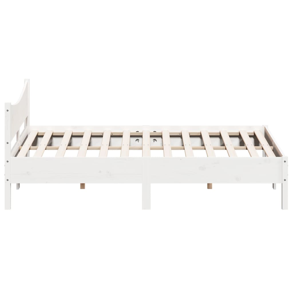 vidaXL Bed Frame with Headboard White 180x200 cm Super King Solid Wood Pine