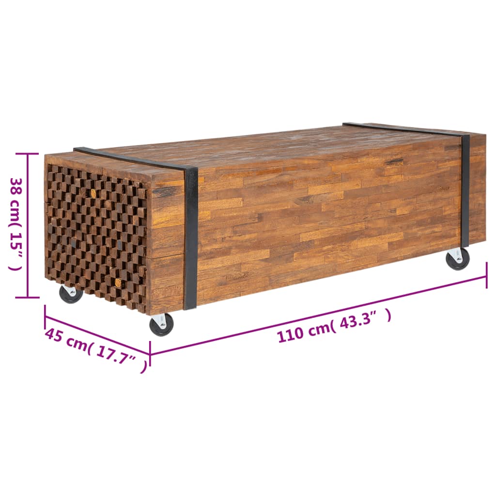 vidaXL Coffee Table 110x45x38 cm Solid Teak Wood