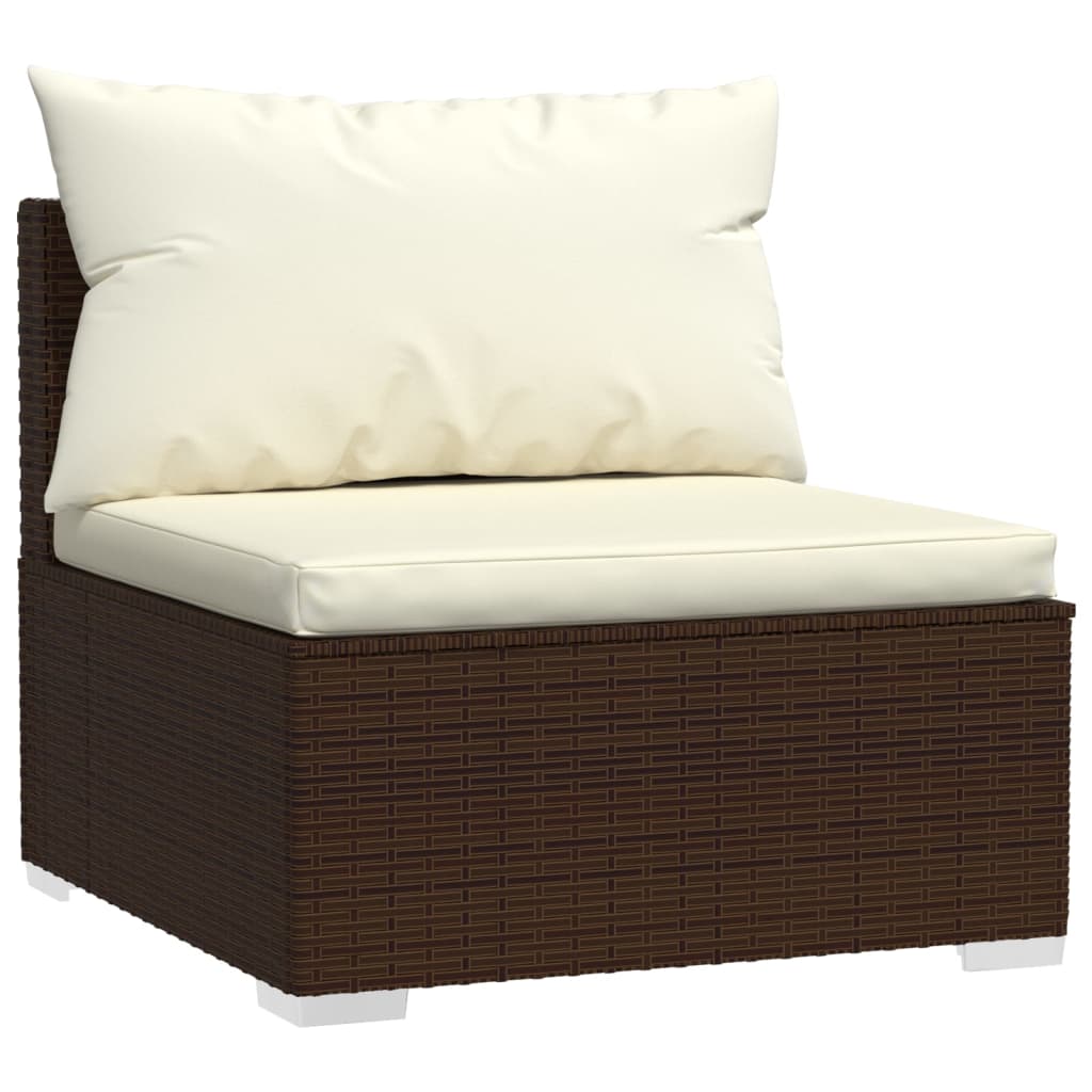 vidaXL 11 Piece Garden Lounge Set with Cushions Poly Rattan Brown