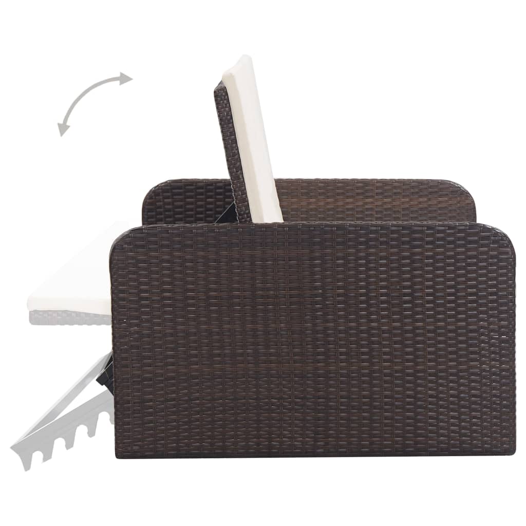 vidaXL 2 Piece Garden Lounge Set with Cushions Poly Rattan Brown