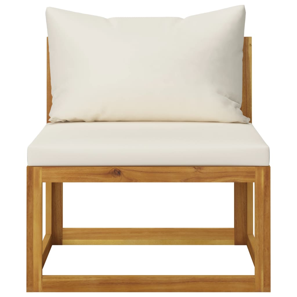 vidaXL 4-Seater Garden Sofa with Cushion Cream Solid Acacia Wood