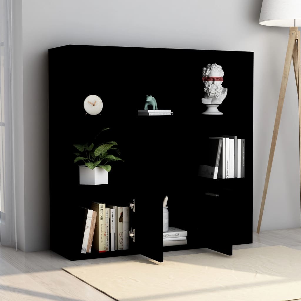 vidaXL Book Cabinet Black 98x30x98 cm Engineered Wood