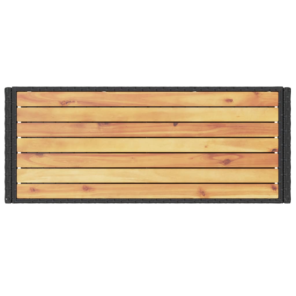 vidaXL Bar Cart 3-Tier Black Poly Rattan and Solid Wood Acacia
