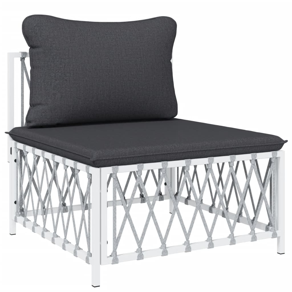 vidaXL 9 Piece Garden Lounge Set with Cushions White Steel