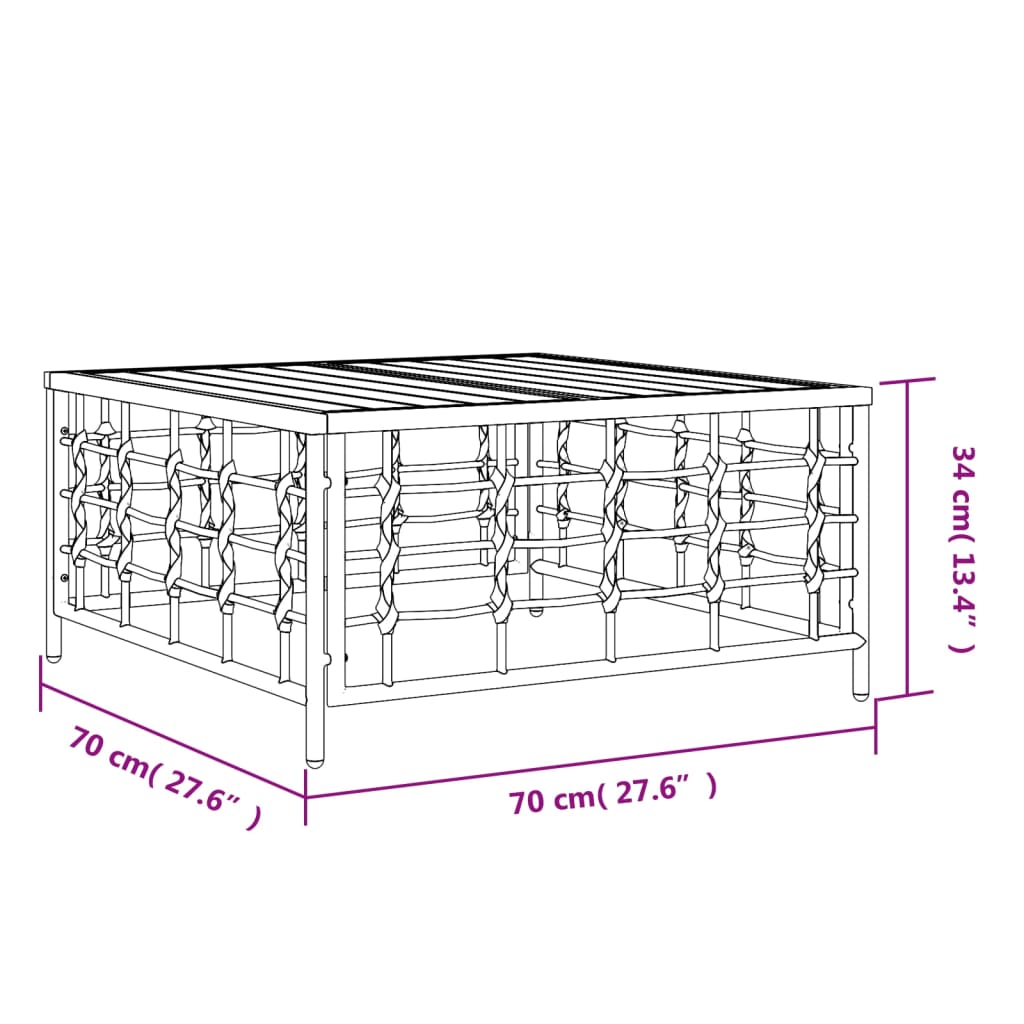 vidaXL Garden Table Anthracite 70x70x34 cm Poly Rattan