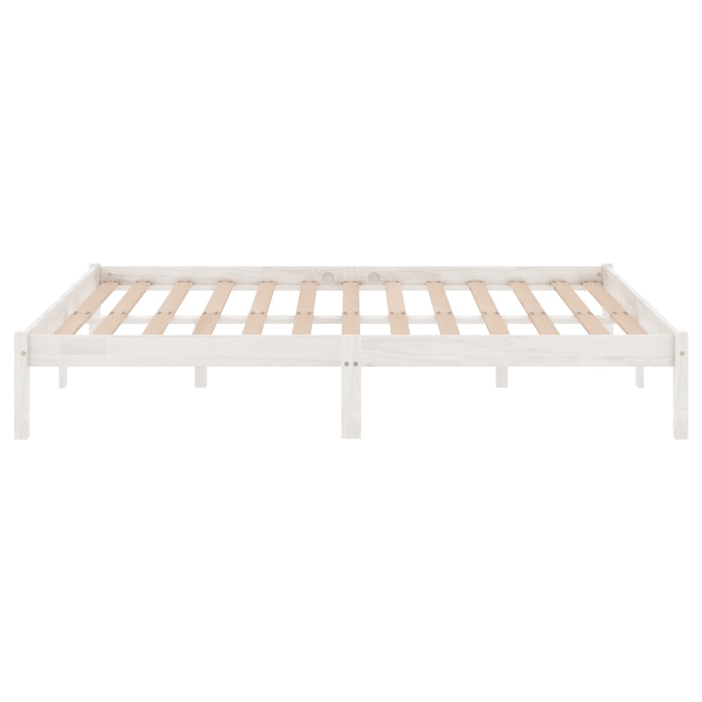 vidaXL Bed Frame without Mattress White Solid Wood King Size