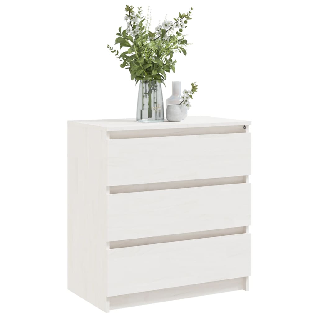 vidaXL Bedside Cabinet White 60x36x64 cm Solid Pinewood