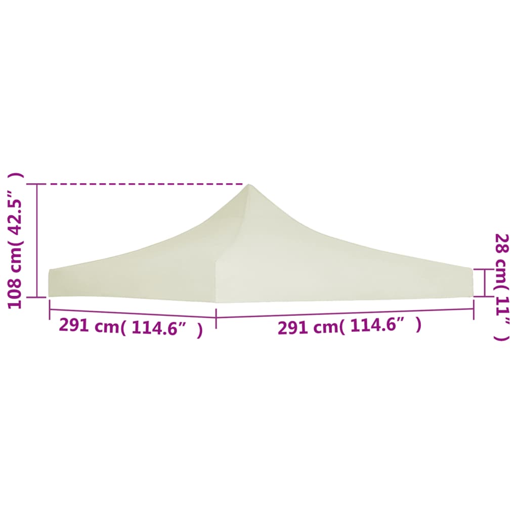 vidaXL Party Tent Roof 3x3 m Cream