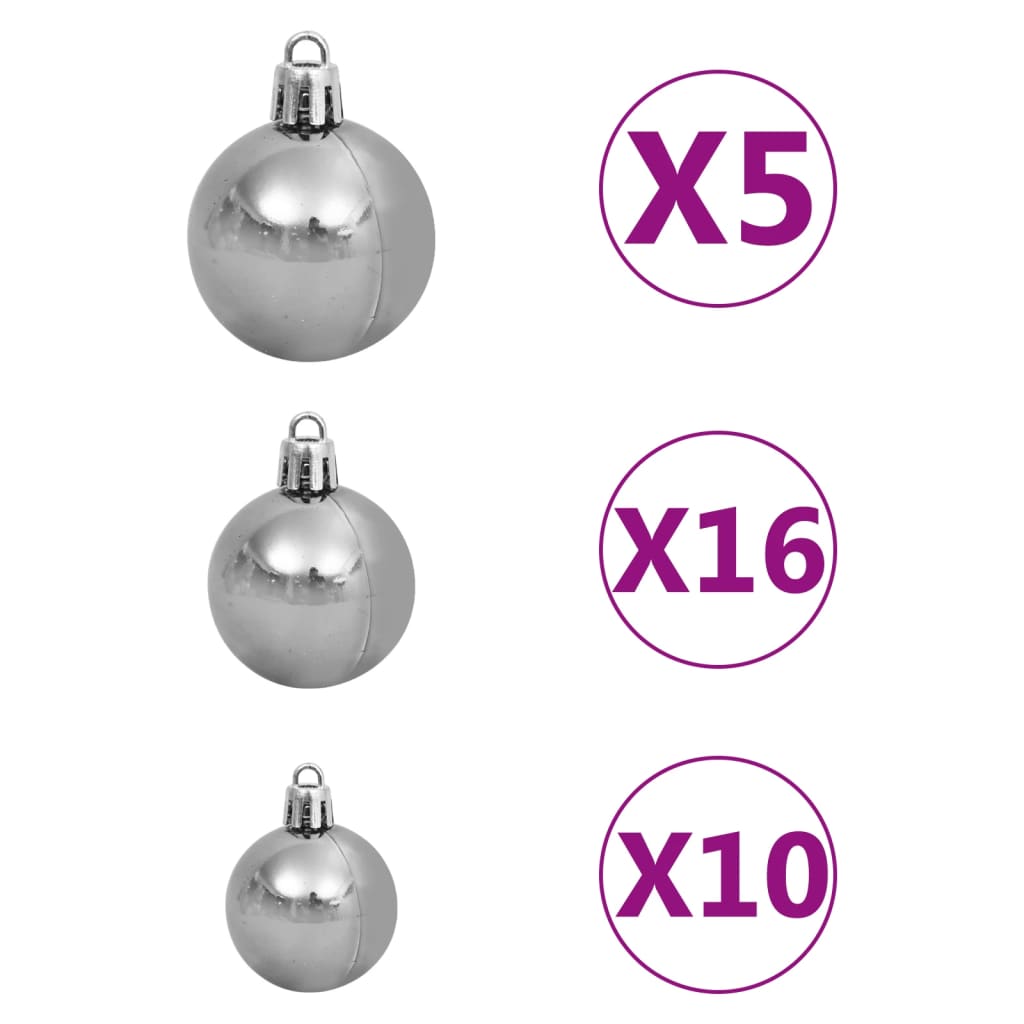 vidaXL Artificial Pre-lit Christmas Tree with Ball Set Black 210 cm PVC