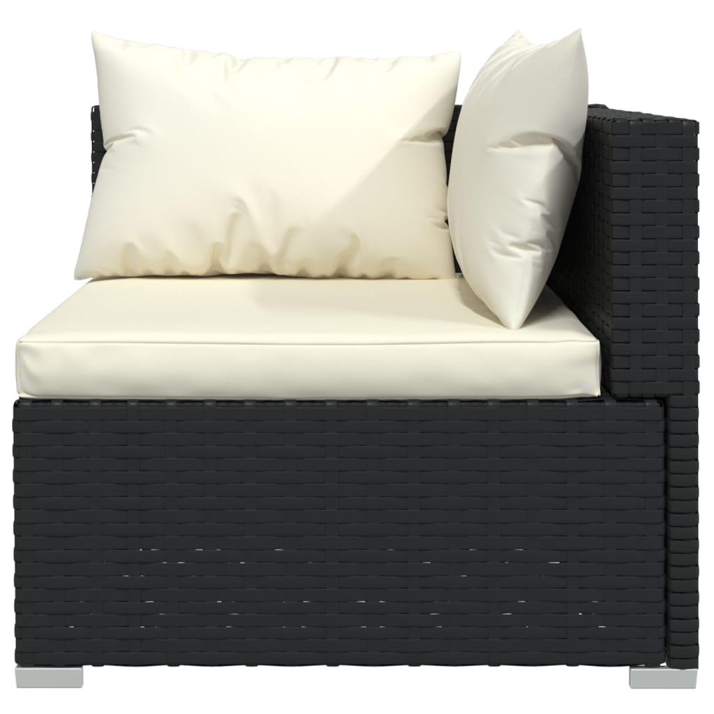 vidaXL 14 Piece Garden Lounge Set with Cushions Black Poly Rattan