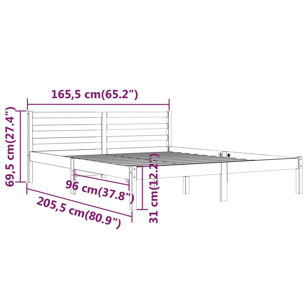 vidaXL Bed Frame without Mattress Solid Wood Pine 160x200 cm