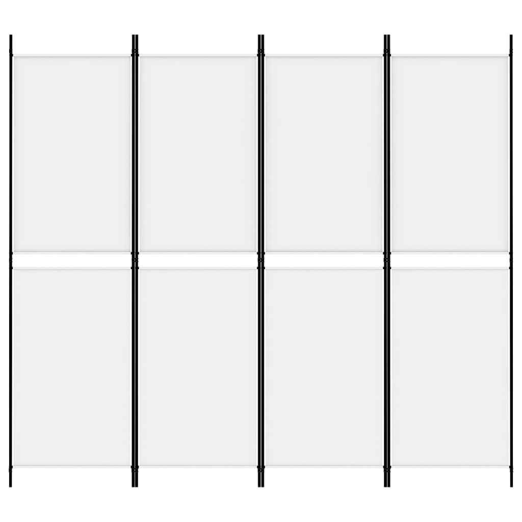 vidaXL 4-Panel Room Divider White 200x180 cm Fabric