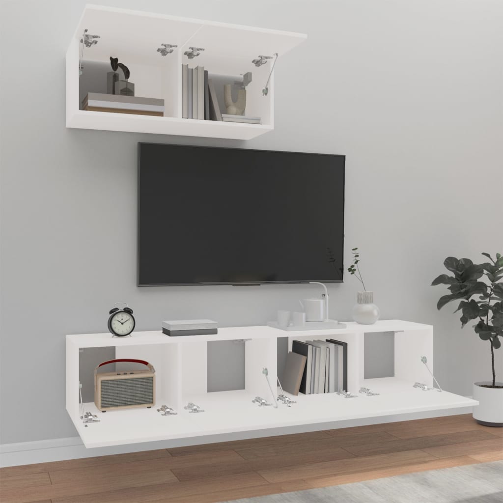 vidaXL 3 Piece TV Cabinet Set White Engineered Wood