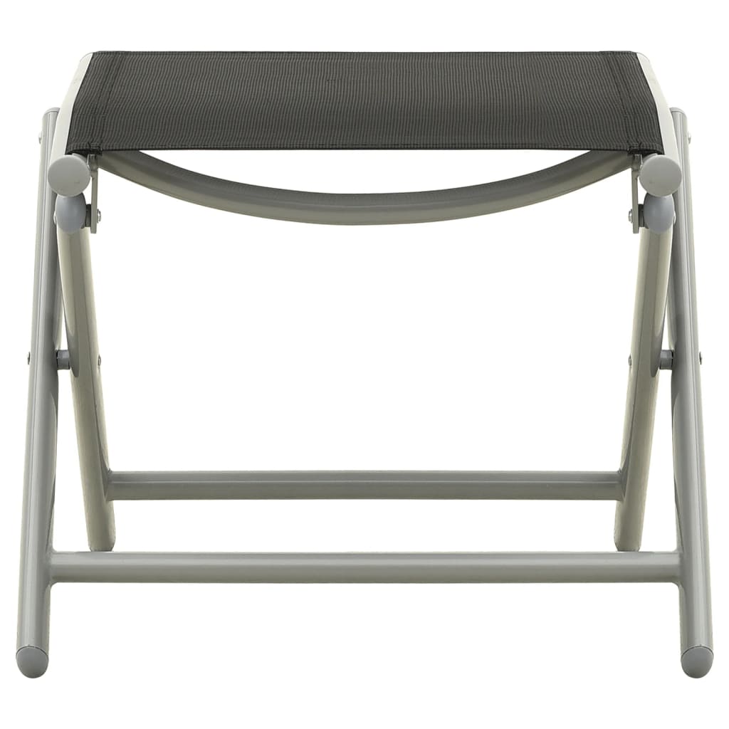 vidaXL Folding Footrest Black and Silver Textilene and Aluminium