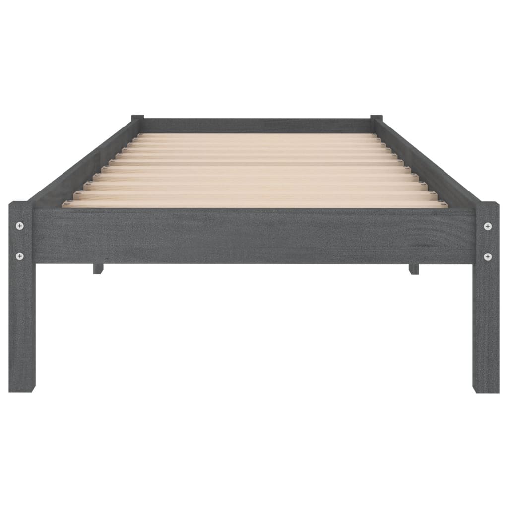 vidaXL Bed Frame without Mattress Grey Solid Wood 90x200 cm