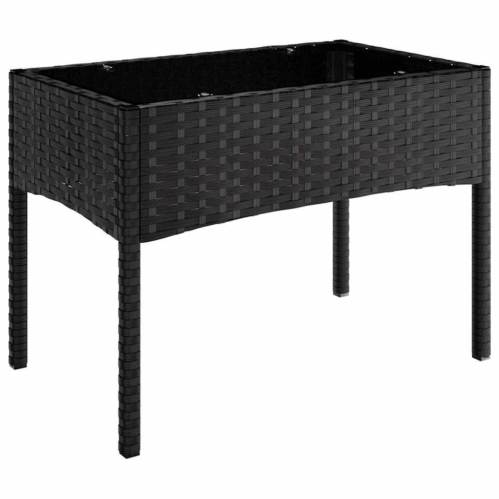 vidaXL 4 Piece Garden Lounge Set with Cushions Black Poly Rattan