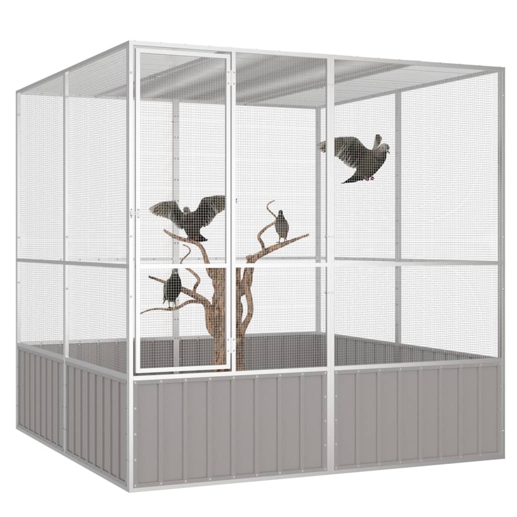 vidaXL Bird Cage Grey 213.5x217.5x211.5 cm Galvanised Steel