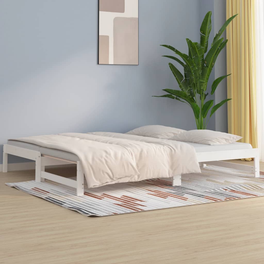 vidaXL Pull-out Day Bed White 2x(90x200) cm Solid Wood Pine