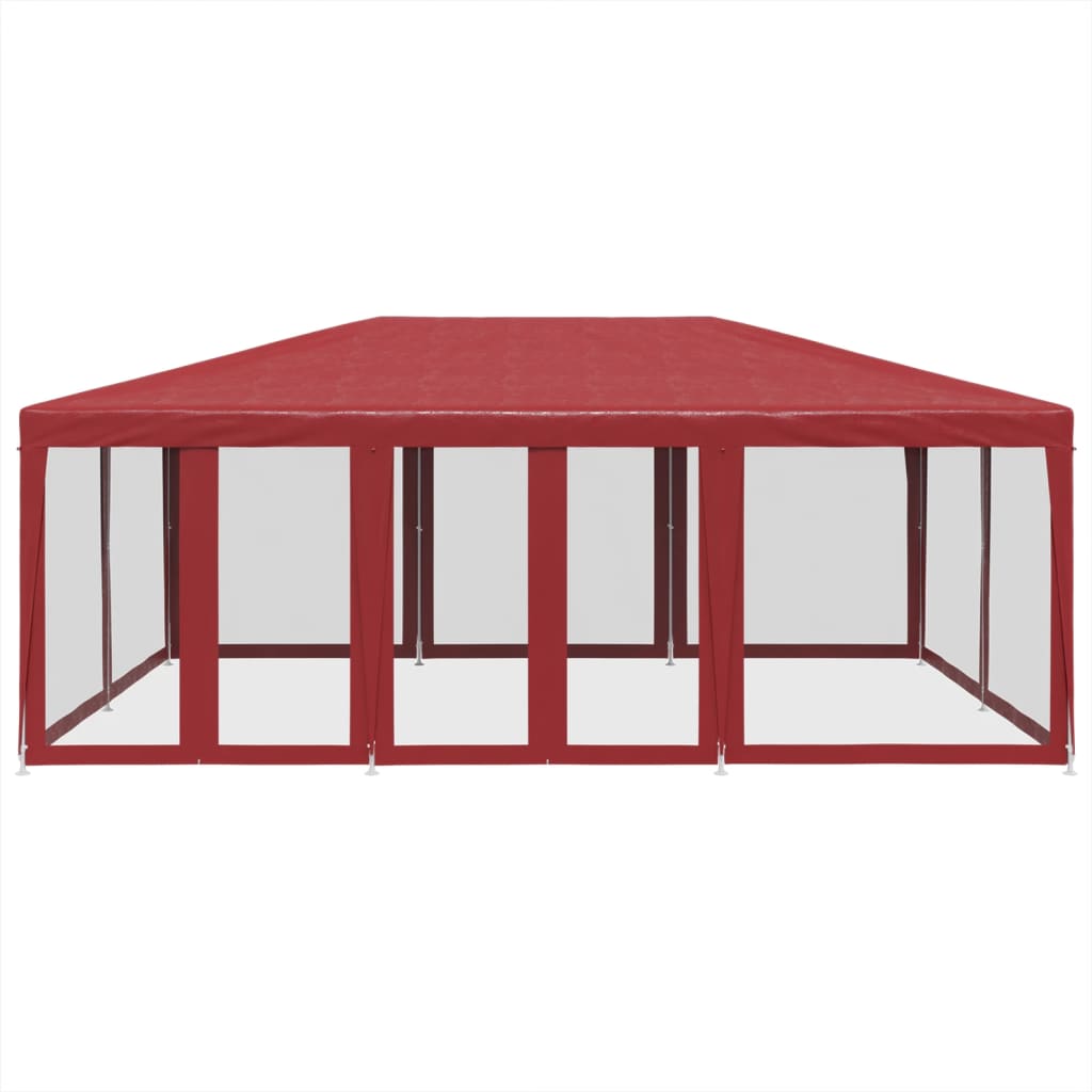 vidaXL Party Tent with 10 Mesh Sidewalls Red 6x4 m HDPE