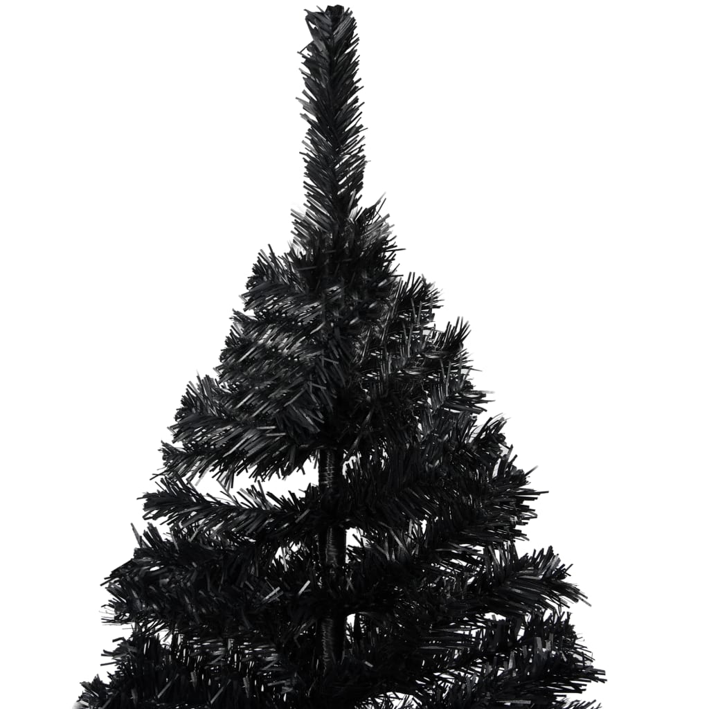 vidaXL Artificial Pre-lit Christmas Tree with Stand Black 210 cm PVC