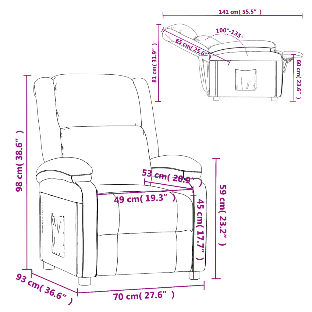 vidaXL Recliner Chair Cappuccino Faux Leather