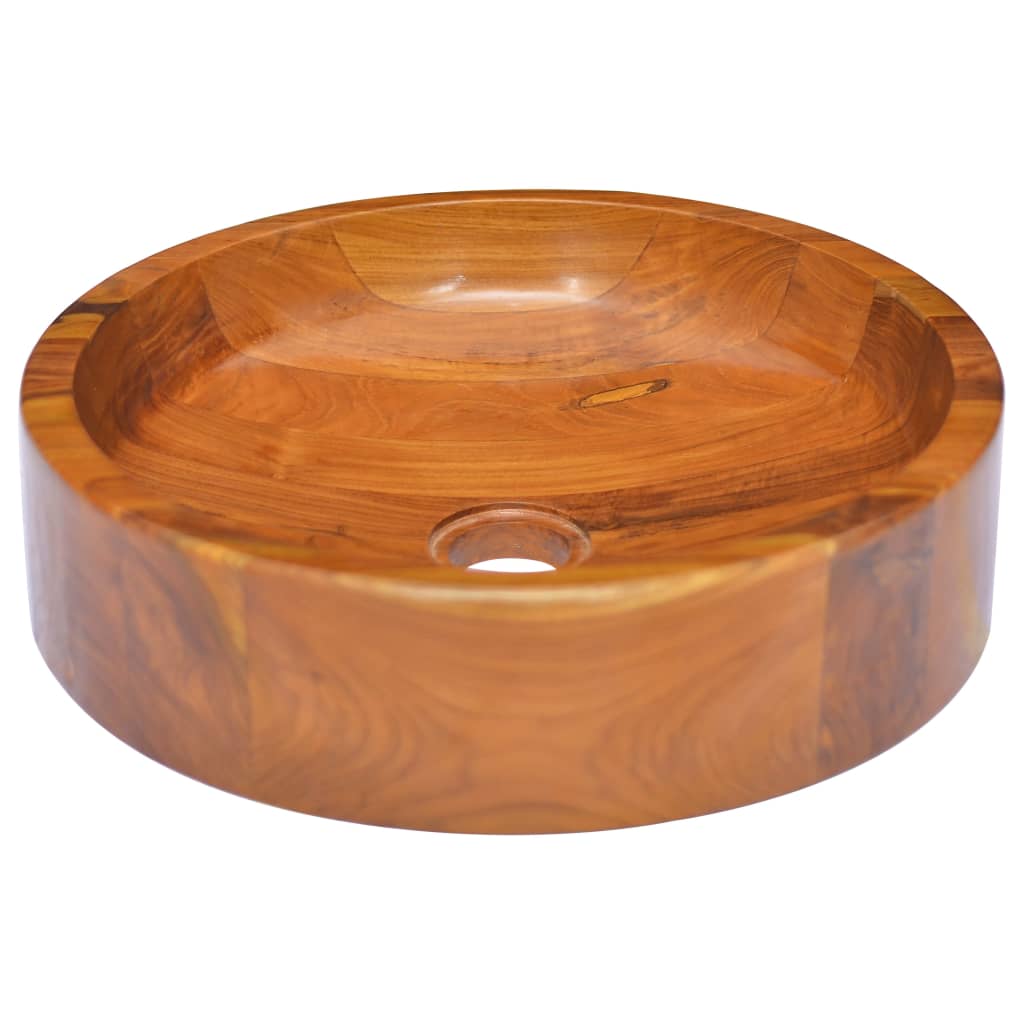 vidaXL Basin Solid Teak Wood Φ40x10 cm