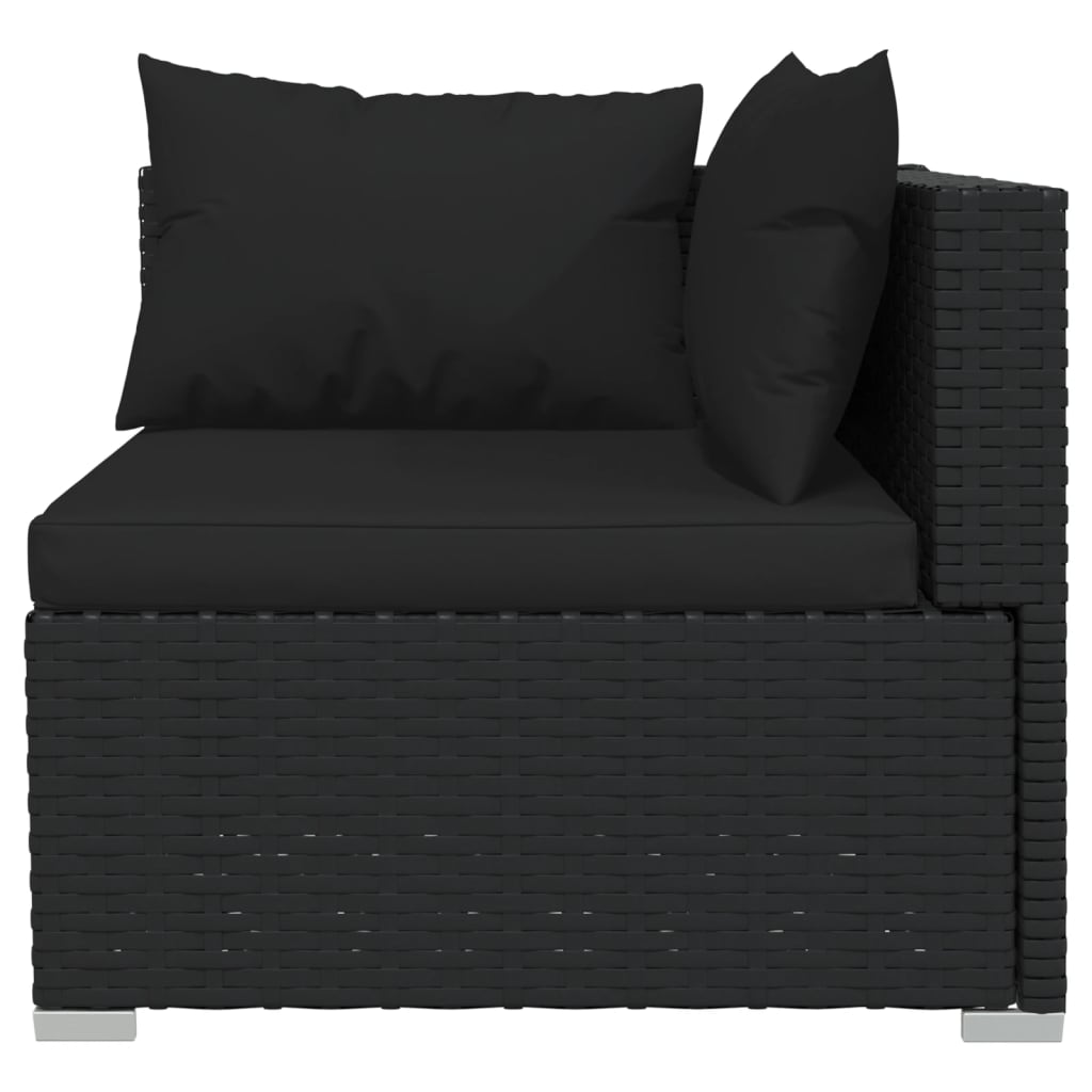 vidaXL 7 Piece Garden Lounge Set with Cushions Poly Rattan Black