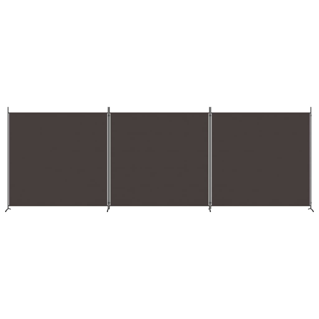 vidaXL 3-Panel Room Divider Brown 525x180 cm Fabric