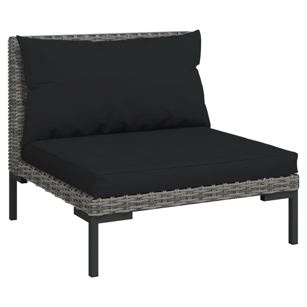 vidaXL 12 Piece Garden Lounge Set with Cushions Poly Rattan Dark Grey