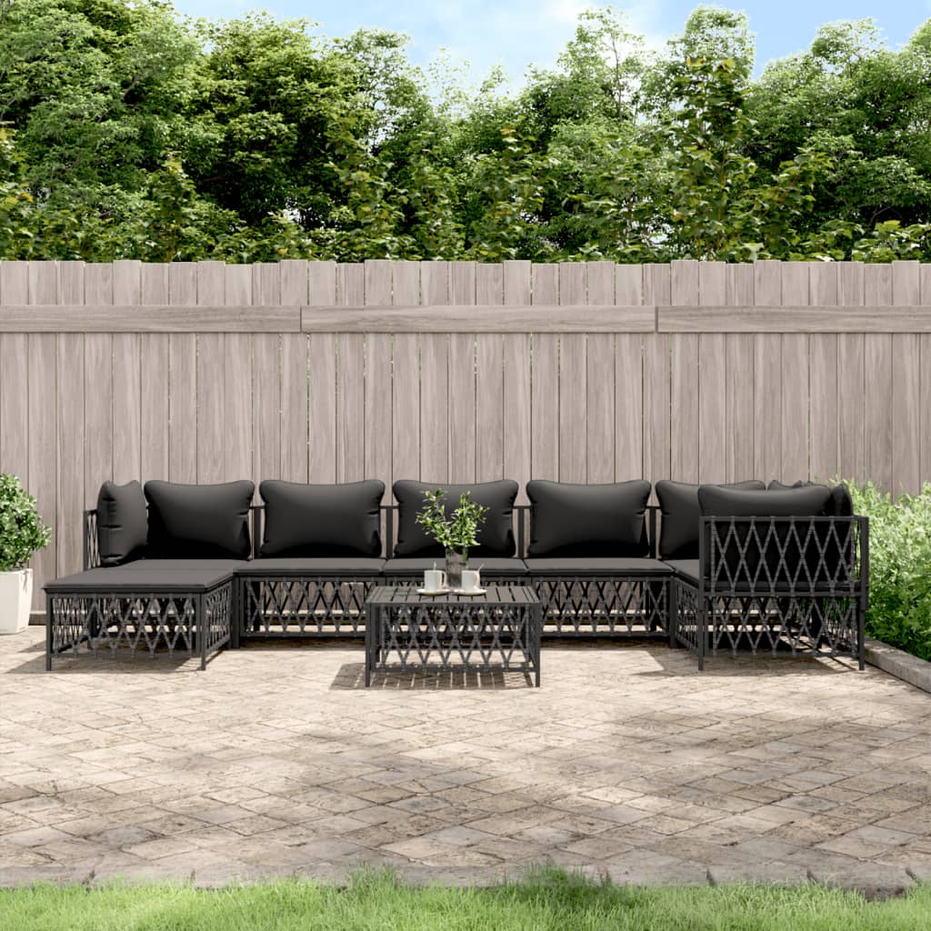 vidaXL 8 Piece Garden Lounge Set with Cushions Anthracite Steel