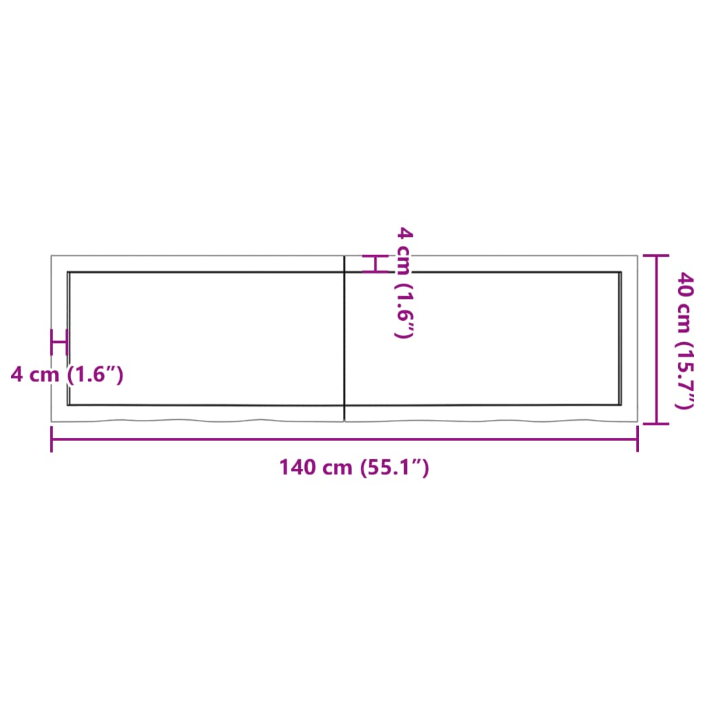 vidaXL Wall Shelf Light Brown 140x40x(2-4) cm Treated Solid Wood Oak