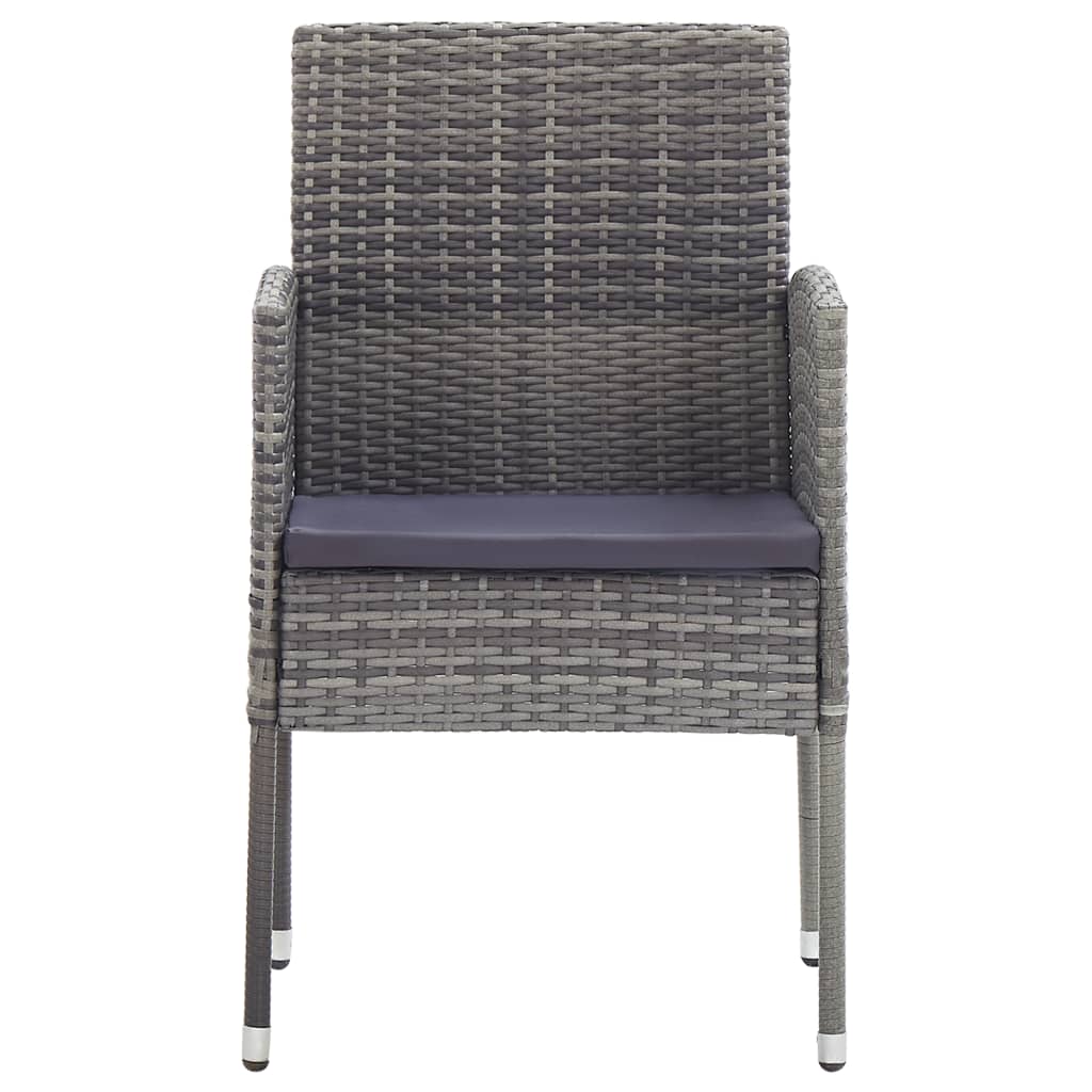 vidaXL Garden Chairs with Dark Grey Cushions 2 pcs Grey Poly Rattan