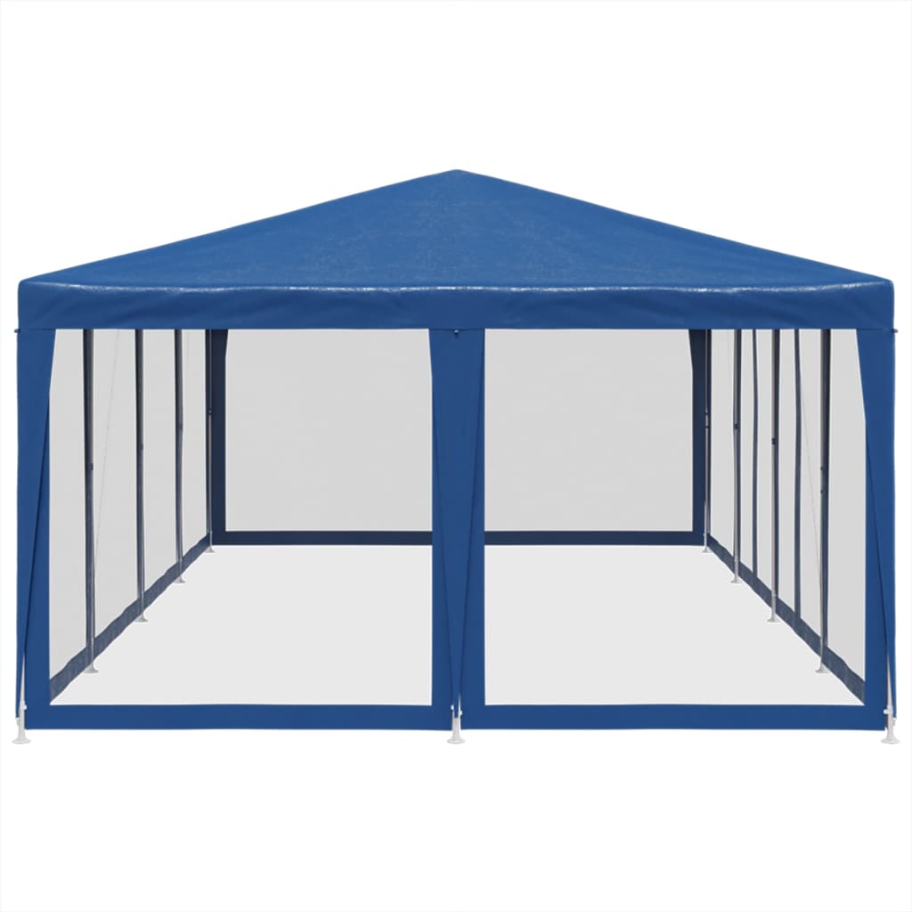 vidaXL Party Tent with 12 Mesh Sidewalls Blue 8x4 m HDPE