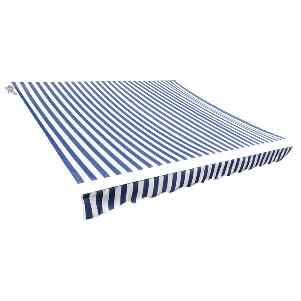 vidaXL Awning Top Sunshade Canvas Blue & White 3 x 2.5 m (Frame Not Included)