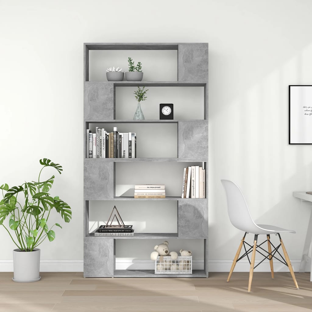 vidaXL Book Cabinet Room Divider Concrete Grey 100x24x188 cm