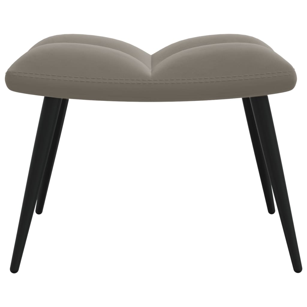 vidaXL Relaxing Chair with a Stool Light Grey Velvet