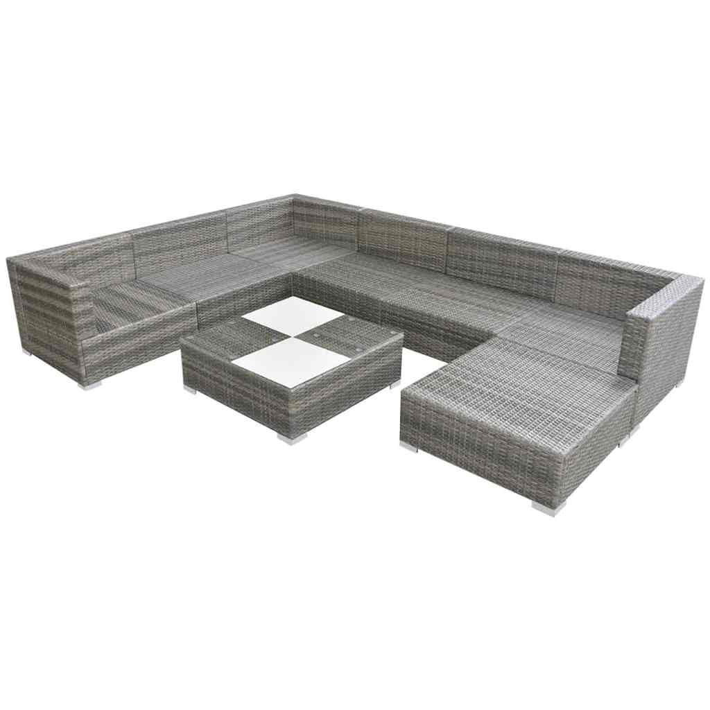 vidaXL 8 Piece Garden Lounge Set with Cushions Poly Rattan Grey vidaXL.sa