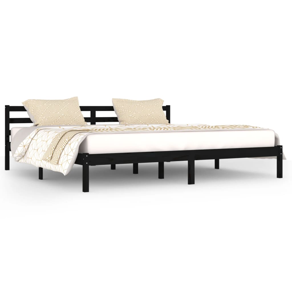 vidaXL Bed Frame without Mattress Solid Wood Pine 200x200 cm Black