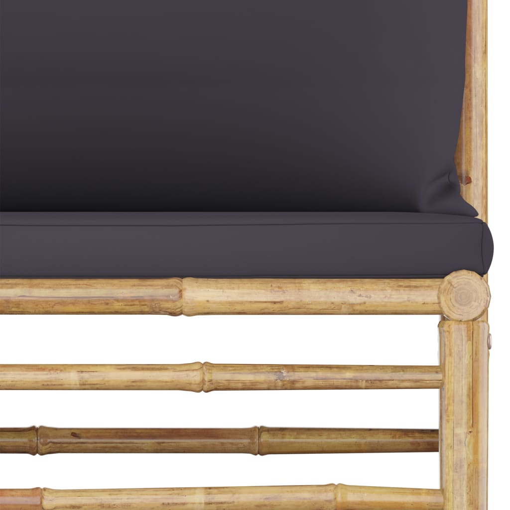 vidaXL 9 Piece Garden Lounge Set with Dark Grey Cushions Bamboo