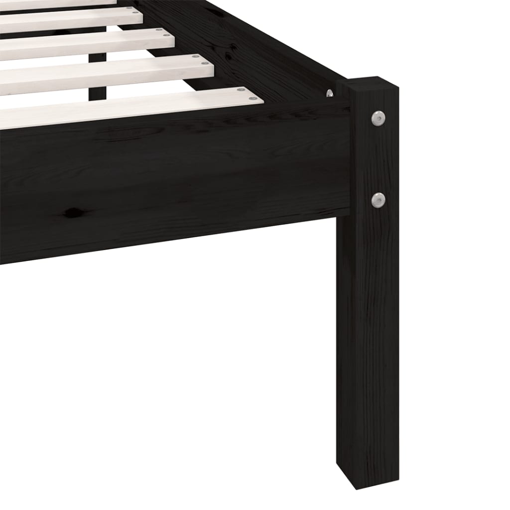 vidaXL Bed Frame Black Solid Pinewood 160x200 cm