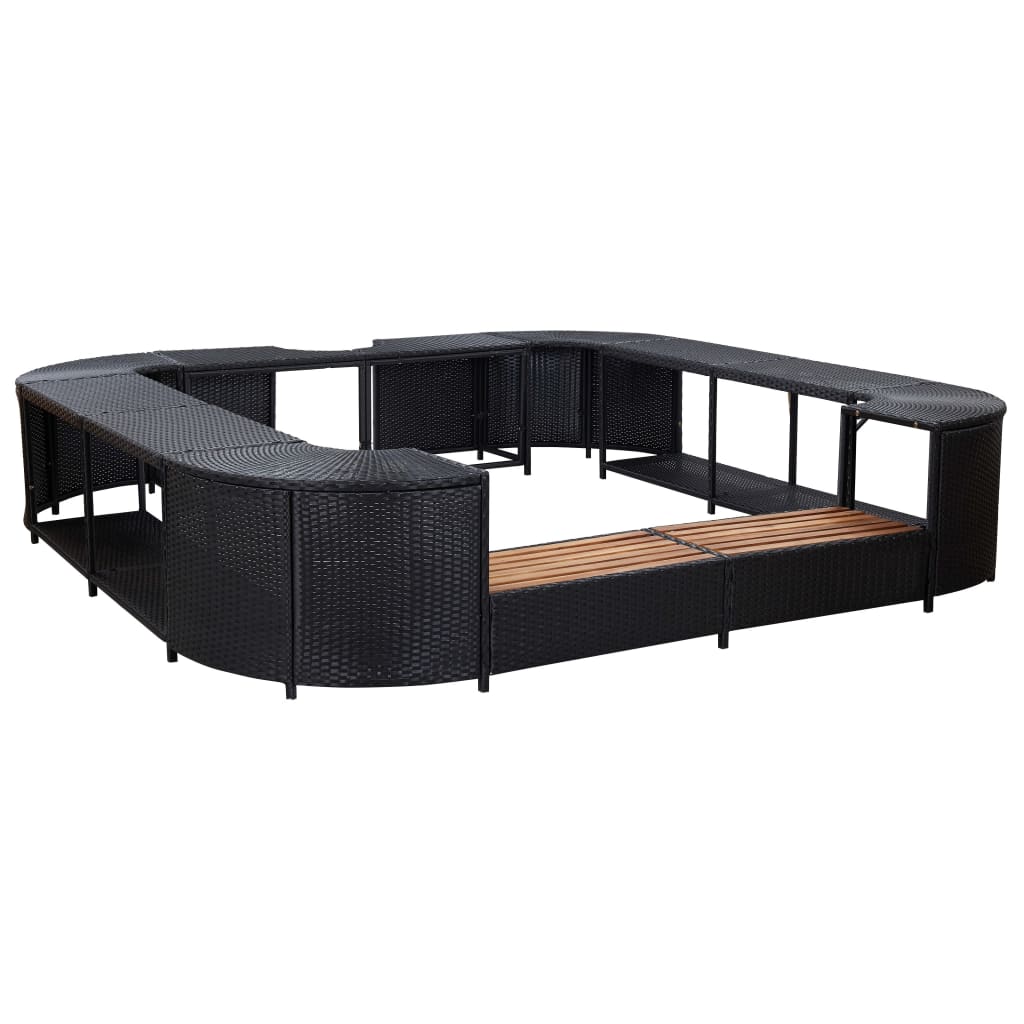 vidaXL Square Spa Surround Black 268 x 268 x 55 cm Poly Rattan