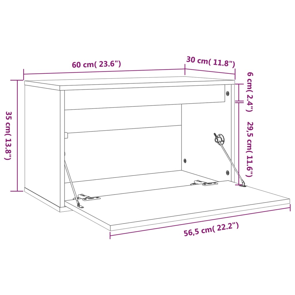 vidaXL Wall Cabinet White 60x30x35 cm Solid Pinewood