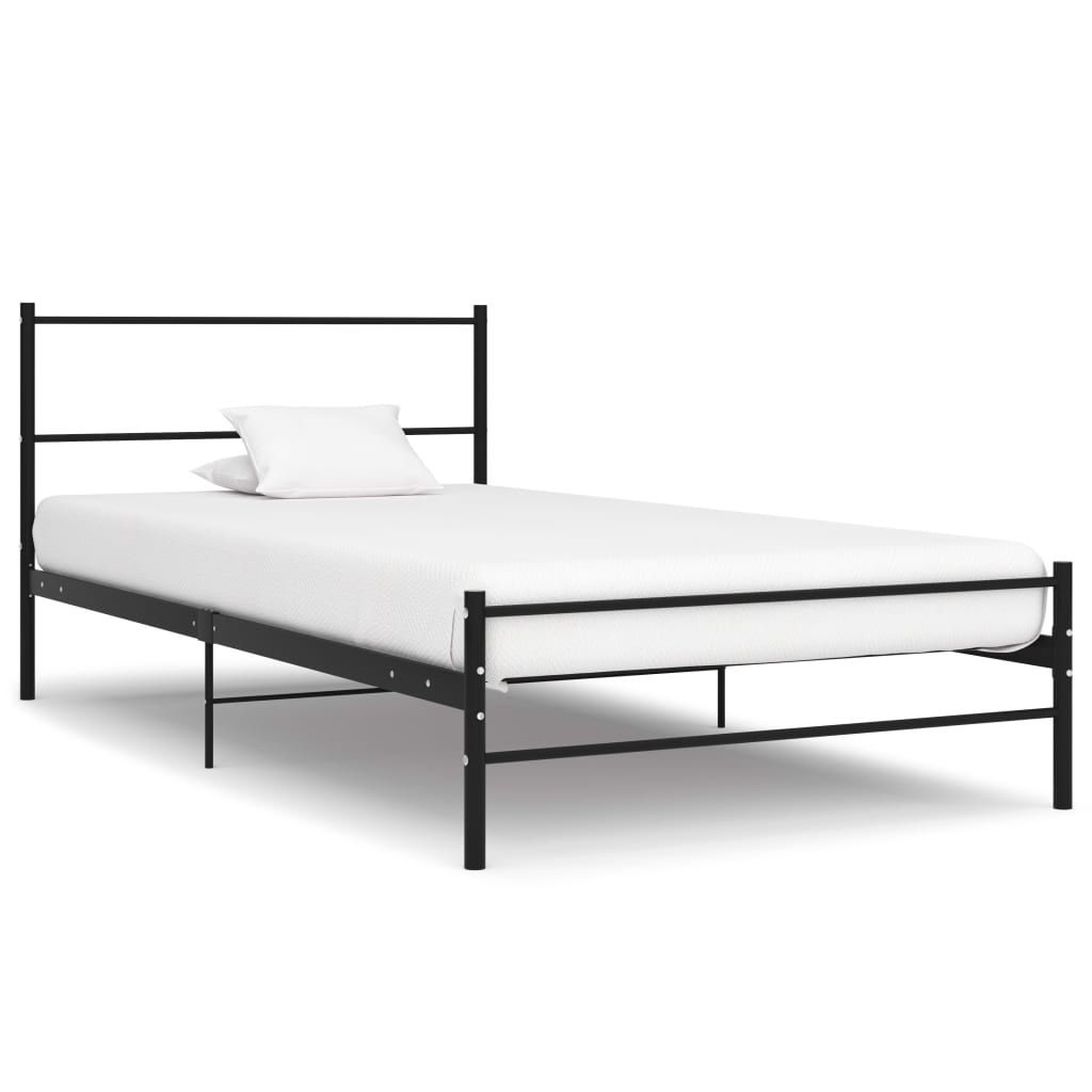 vidaXL Bed Frame without Mattress Black Metal 90x200 cm