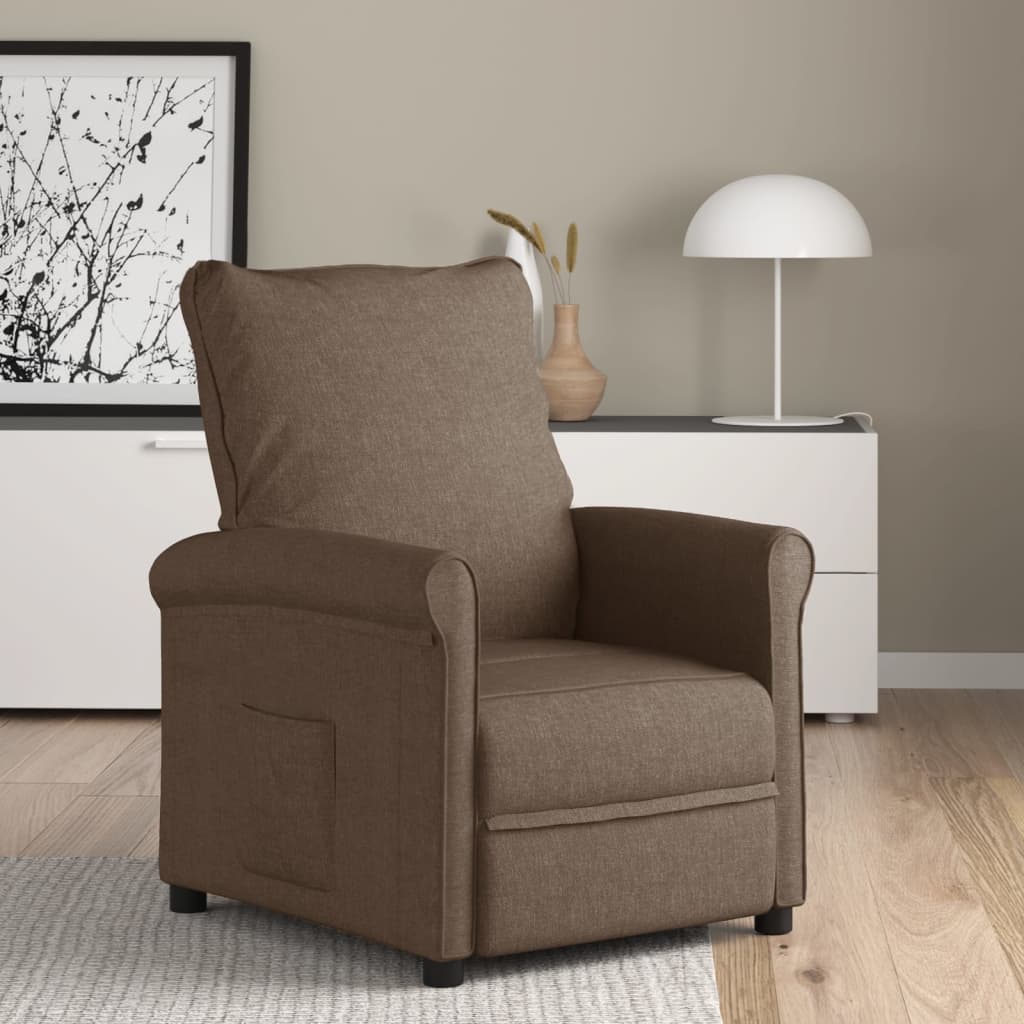 vidaXL Recliner Chair Brown Fabric