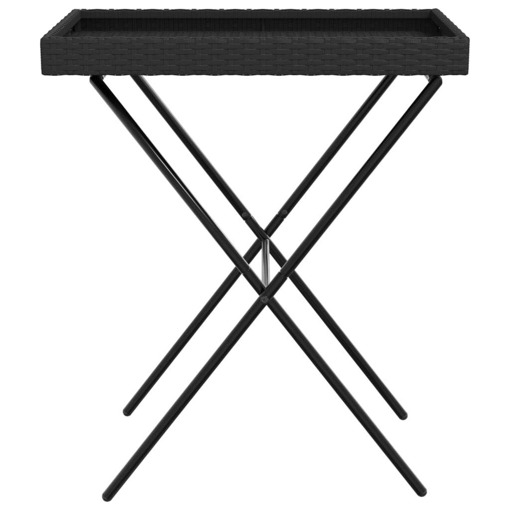 vidaXL Folding Tray Table Black 65x40x75 cm Poly Rattan