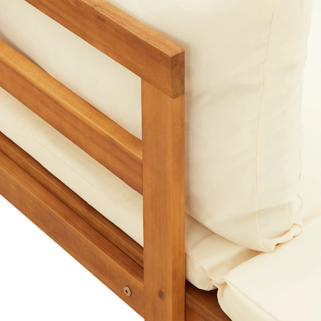 vidaXL Sun Lounger with 1 Armrest Cream White Solid Acacia Wood