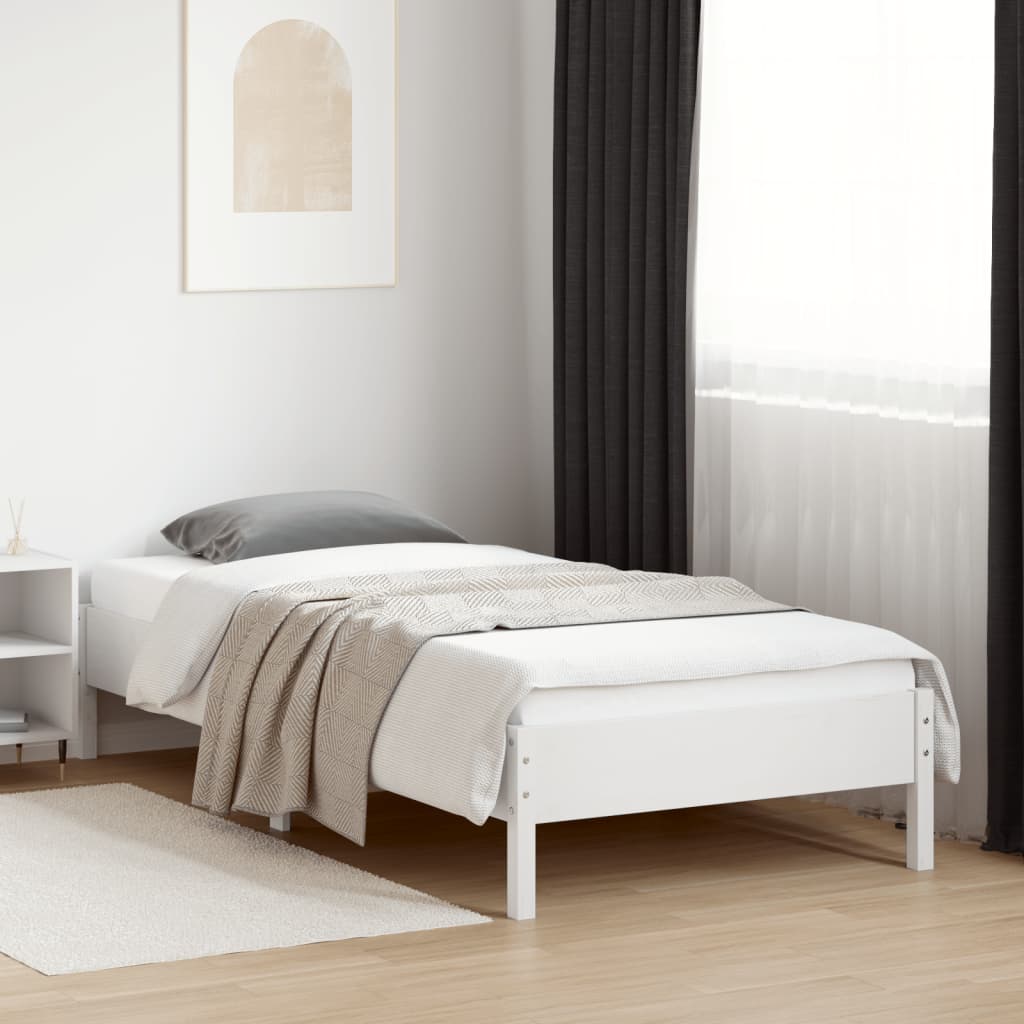 vidaXL Bed Frame White 90x200 cm Solid Wood Pine