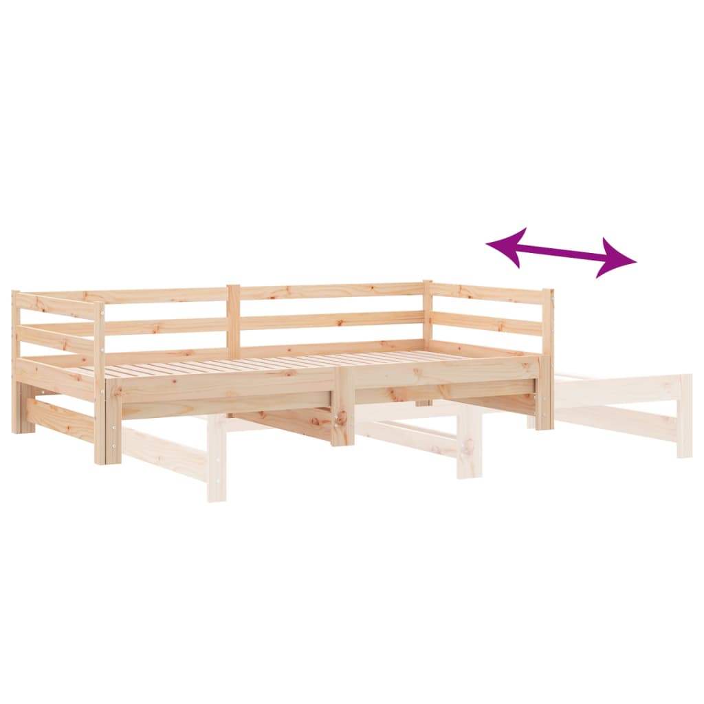 vidaXL Pull-out Day Bed without Mattress Solid Wood Pine 2x(90x200) cm